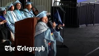 Columbia University student rips up degree in proPalestine protest during graduation [upl. by Thagard]