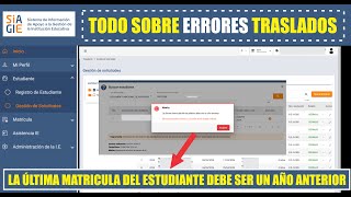 Siagie v50  Errores Comunes en TRASLADO INGRESO en la v50  la matricula debe ser un año anterior [upl. by Beckett]