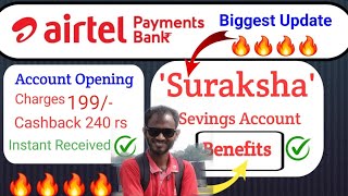 Airtel payment Bank Suraksha savings account Biggest UpdateAirtel Bank suraksha Account Kaise Khole [upl. by Nolad]