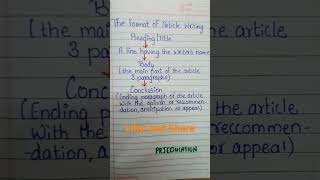 The Format Of Article Writing In EnglishArticle Writing youtubeshorts english boardexam class12 [upl. by Htessil186]