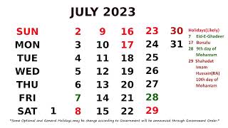 July Calendar 2023 [upl. by Emmer]