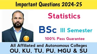 Statistics Important Questions 202425 BSc III Semester 3rd Sem Imp Stats OU PU KU TU MGU SU [upl. by Lord950]