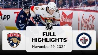 NHL Highlights  Panthers vs Jets  November 19 2024 [upl. by Attenor805]