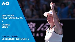 Anastasia Pavlyuchenkova v Donna Vekic Extended Highlights  Australian Open 2024 First Round [upl. by Trixi]