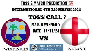 West Indies vs England toss prediction today toss 😍 international 4th t20 match 2024 [upl. by Agnizn375]