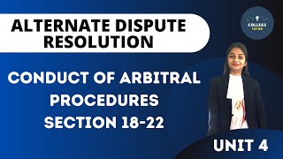 Conduct of arbitral procedures  Section 1822  Arbitration  ADR [upl. by Acnaiv]