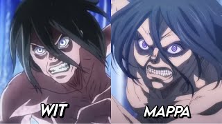 Grisha vs Frieda Same scene comparison Wit amp Mappa  Aot s4 part 2 ep5 [upl. by Nnyladnarb329]