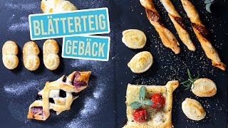 6 schnelle Blätterteig Ideen  Fingerfood Varianten süss amp salzig [upl. by Eihcir755]