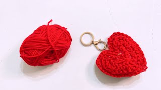 How to crochet without tool  heart key chain  DIY [upl. by Yerag]