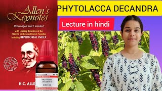 phytolacca decandra homeopathic medicine Allens keynotes materia medica in hindi [upl. by Reiss]