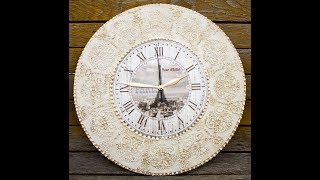 Decoupage lesson for beginners 50  wall clock in mixed media art technique  tutorial retro style [upl. by Crichton575]