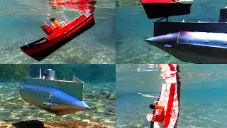 Cardboard ship sinking tug sinks after being hit by an RC submarine [upl. by Laurena434]