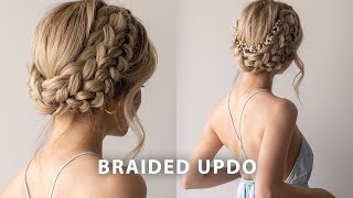 EASY MilkmaidCrown Braided Updo  Perfect for long hair  medium hair lengths [upl. by Yi583]