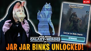 Jar Jar Binks Unlocked  Gameplay Testing LIVE  Bombad General Legendary Event  SWGoH [upl. by Ajnos527]