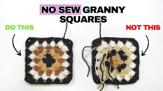 No Sew Granny Square  Multicolour Granny Squares WITHOUT all the ends [upl. by Ellehcit312]