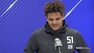 Minkah Fitzpatrick talks at NFL Combine [upl. by Gnot370]