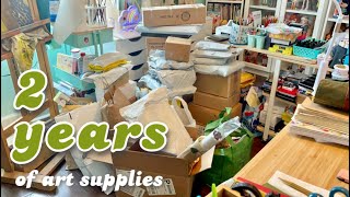 Why I ended up with a massive 75 package art haul in the last 2 years Art supply unboxing video [upl. by Thilde963]