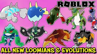 HOW TO GET AND EVOLVE ALL NEW LOOMIANS ROUTE 8 Roblox  Cephalops Metatoad Wiledile amp More [upl. by Janessa]