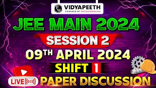 Live Paper Discussion amp Analysis 🔥 JEE MAIN 2024 Session2  09 April Shift 1 [upl. by Celene]