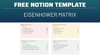 Free Eisenhower Matrix Notion Template  Quickly Prioritize Tasks for Maximum Productivity [upl. by Melania]