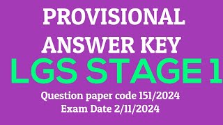 PROVISIONAL ANSWER KEYLGS STAGE 12112024Question paper code1512024 [upl. by Sidonnie713]