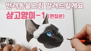 반려동물초상화샴고양이 그리기 짧게 편집한영상 [upl. by Valeta]