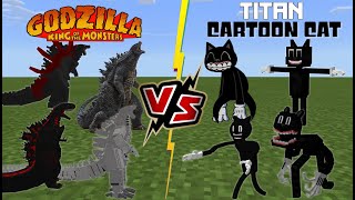 Godzilla VS Titan Cartoon Cats GIANT BATTLE Minecraft PE [upl. by Esele454]