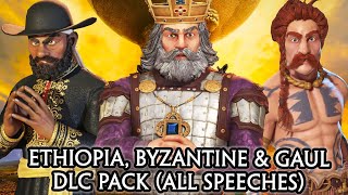 ETHIOPIA MENELIK BYZANTINE BASIL amp GAUL AMBIORIX DLC ALL VOICED QUOTES amp DENOUNCES  CIV VI [upl. by Sihun]