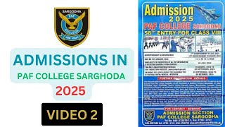 Admission in PAF College Sarghoda 2025  Admissions 2025  Admission procedure PAF college Sarghoda [upl. by Vullo720]