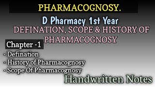 CH1  Pharmacognosy  Defination history and Scope Of Pharmacognosy  D Pharmacy 1st year [upl. by Ilka]