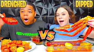 SEAFOOD BOIL MUKBANG DRENCHED VS DIPPED WE SWITCHED [upl. by Amalle]