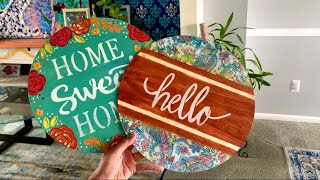 DIY Round Wood Sign  How to Create A Wooden Sign  Wood Round Door Hanger [upl. by Suellen78]