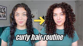 FULL UPDATED CURLY HAIR ROUTINE  3A  3B Curls  Medium Density [upl. by Adalheid260]