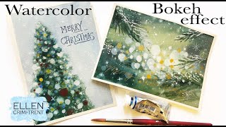 Bokeh Effect Watercolor ChristmasHoliday Card ideas [upl. by Ahsart]