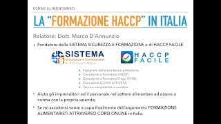 CORSO HACCP  LA FORMAZIONE [upl. by Einnaf]