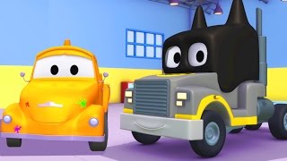 Toms Paint Shop Carl the Super Truck is Batman  Truck cartoons for kids [upl. by Eilatam]