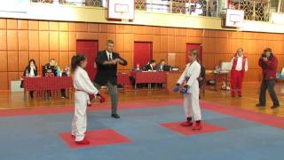 Tukums open 16 karate championship Girls kumite U14 45kg [upl. by Nwahc]