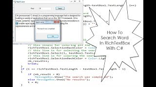 How To Search Word In RichTextBox With C [upl. by Ardiekal]