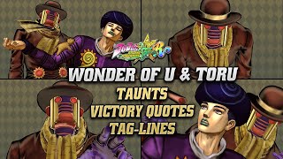 Wonder of U and Torus TauntsVictoryTagLine Voices  JoJos Bizarre Adventure AllStar Battle R [upl. by Halbeib]