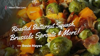 Roasted Brussels Sprouts Butternut Squash amp Bacon Recipe  Easy Holiday Side Dish [upl. by Ozner]