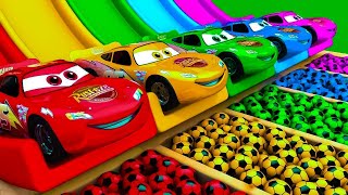 TRANSPORTING PIXAR CARS amp FRUITS WITH COLORED amp JOHN DEERE vs CLAAS vs TRACTORS  BeamNGdrive [upl. by Eycats859]