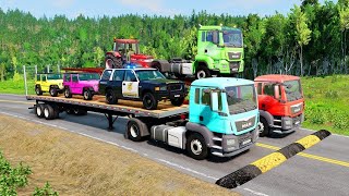 TRANSPORTING PIXAR CARS amp FRUITS WITH COLORED amp JOHN DEERE vs CLAAS vs TRACTORS  BeamNGdrive 962 [upl. by Ammadas192]