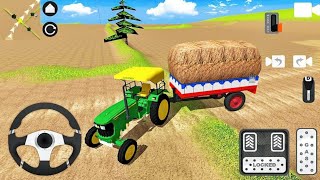 Indian Tractor Driving  Real Tractor Trolley Farming Simulation Game  John Deere Tractor [upl. by Mallina]