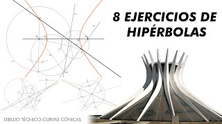 8 Ejercicios de Hipérbolas en dibujo técnico  Curvas cónicas [upl. by Sholem496]