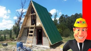 CASA CABAÑA ALPINA 2015 36 METROS CUADRADOSTRONCO MADERA LADRILLOS Aframe house [upl. by Dag]