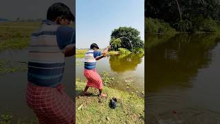 Village boy hook fishing in the pond big monster fish catching hookfishing fishing shortvideo [upl. by Rilda]