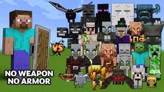 Steve with shield vs Every mob in Minecraft Java Edition  ME vs All Mobs No Armor No weapons [upl. by Nirak]