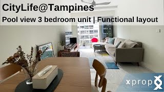 CitylifeTampines Pool view 3 bedroom unit Functional layout Great for families [upl. by Ettelocin170]