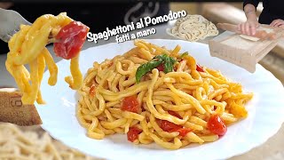 SPAGHETTONI AL POMODORO FRESCO 🍝 ALLA CHITARRA Fatti a mano 🍝 [upl. by Aiyn121]