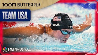 Torri Huske Gretchen Walsh go GOLDSILVER for Team USA in 100m butterfly  Paris Olympics [upl. by Renie]